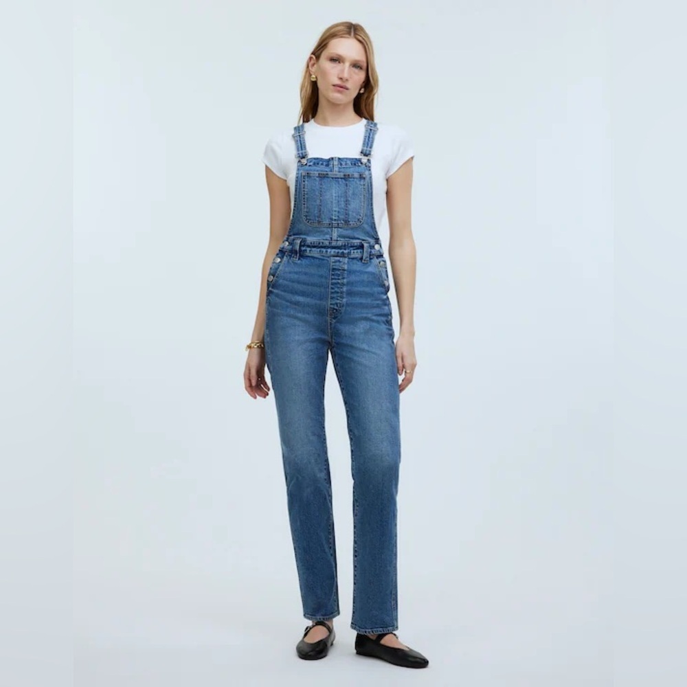 NEW Madewell The '90s Straight Overalls in Fawnbrook Wash N0683 Women's Size 4